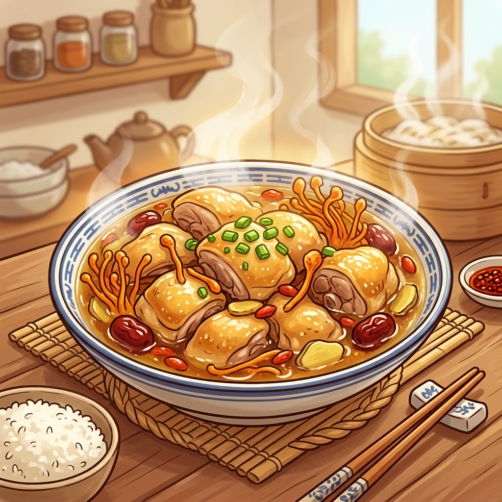 Easy Steamed Cordyceps Flower Chicken Recipe with Cordyceps Flowers
